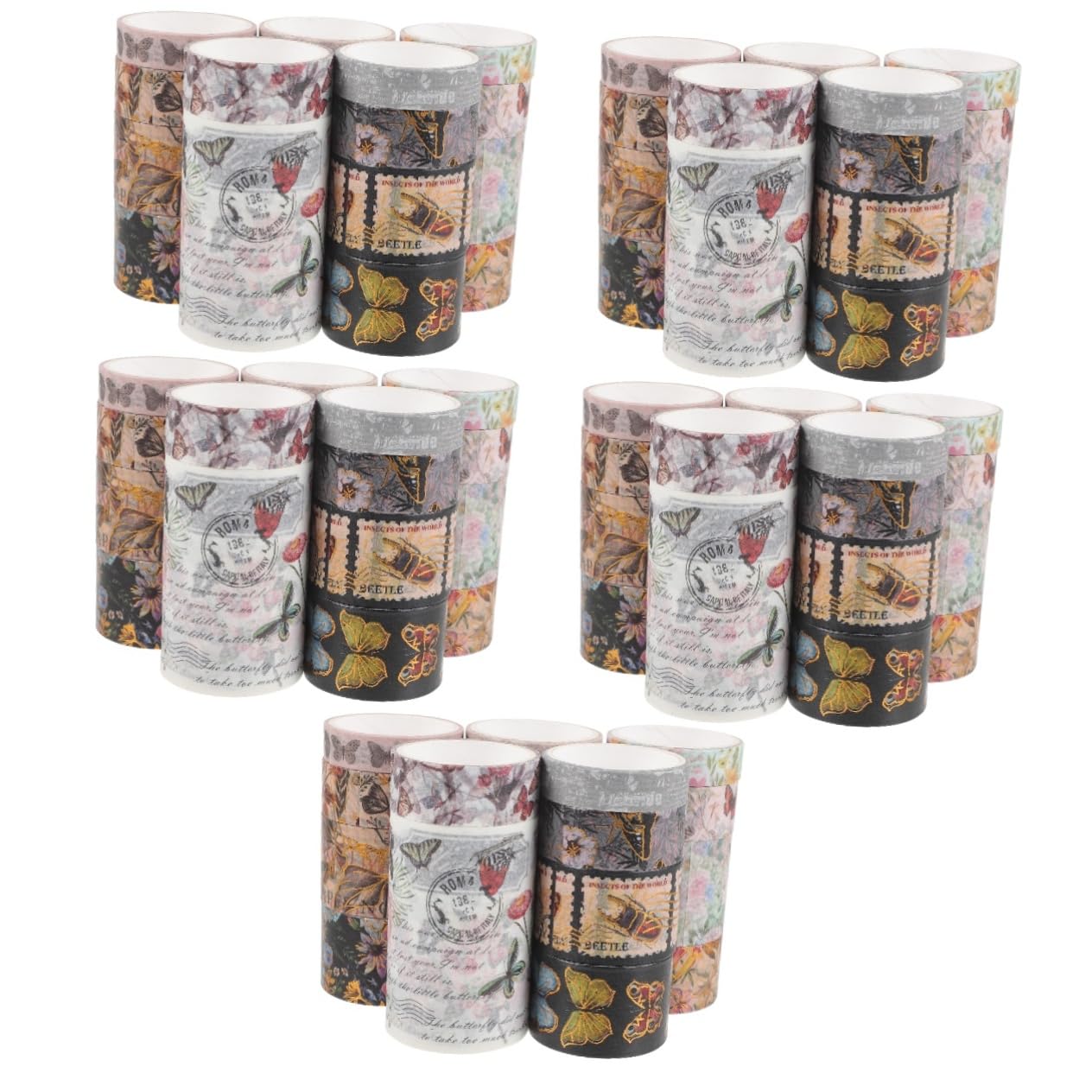 Gadpiparty 5 Sätze Klebestreifen Papier Klebeband Scrapbooking Sammelalbum Dekorativ Blumenklebeband Blumenband Band Mit Blumenmuster Diy -handwerkband Aufkleber 17 Rollen * 5