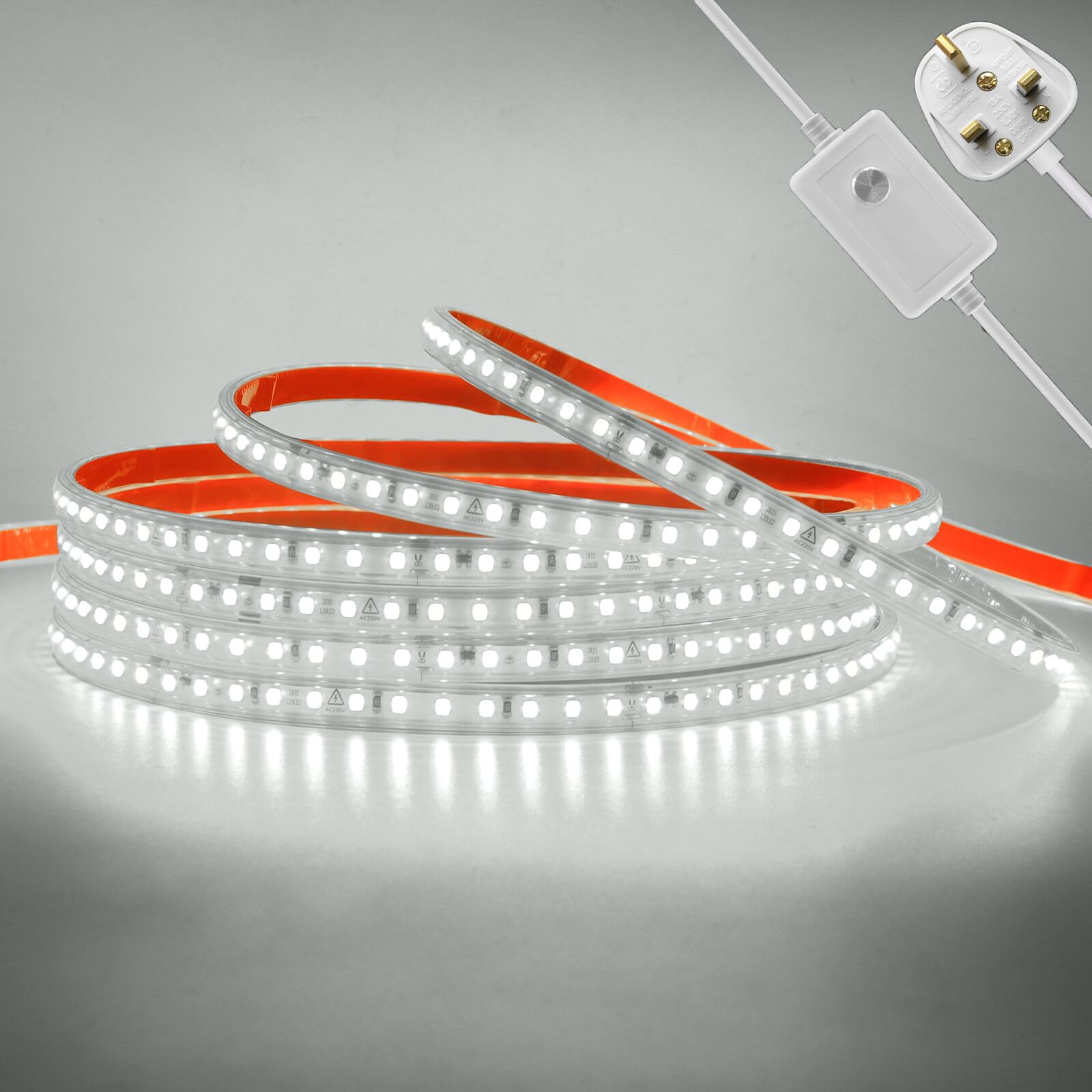 KAFULA 220V Dimmable LED Light Strip - 25M Super Bright LED Fairy Light CRI85+, IP65 Waterproof Flexible, Can be Cut Every 10cm | 120 LEDs/m || 6000K White Light | Home Decor
