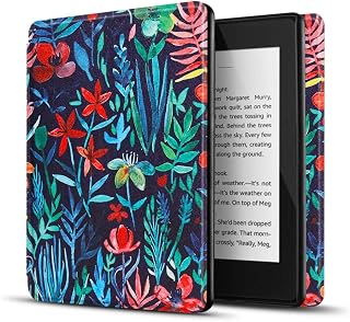 TNP Ochronne etui do Kindle Paperwhite 10 generacji 2018, twarde etui i etui PC do czytnika Amazon Kindle Paperwhite, automatycznego budzika i snu, czerwone i białe kwiaty