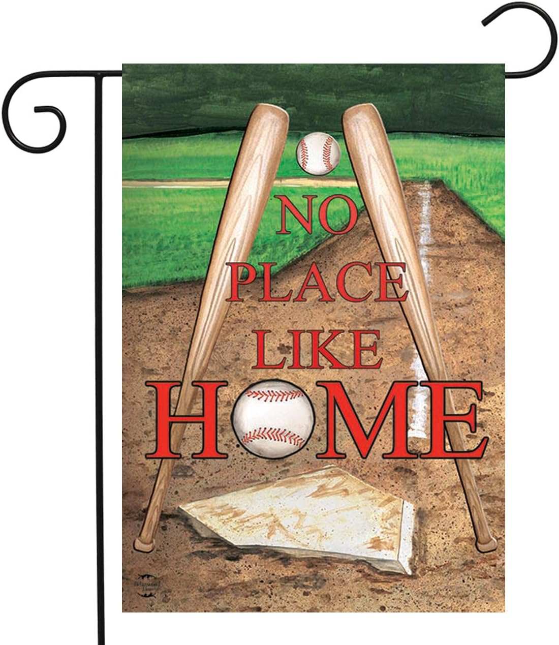 No Place Like Home Spring Garden Flag 12.5" x 18" Baseball Bats Briarwood Lane