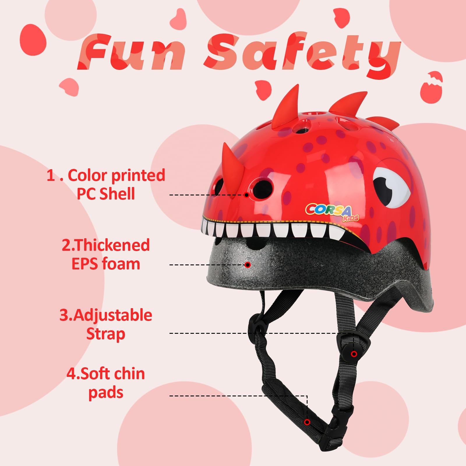 Casco de bicicleta para niños pequeños, ajustable y multideportivo, 3 tamaños para edades de 1-2-3-5-8-14 años 4