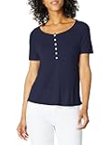 Splendid Women's Short Sleeve Henley T-Shirt Casual Lounge Pajama Top Pj