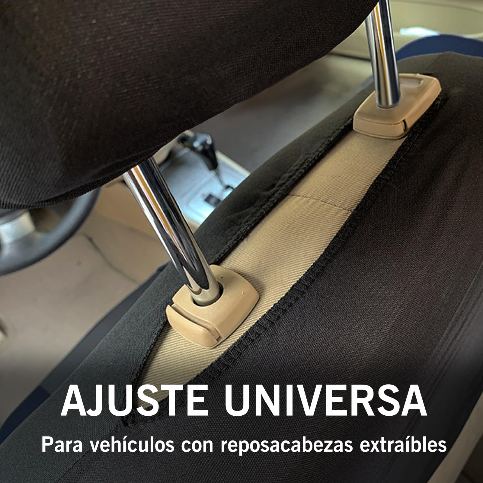 Fundas Asientos Coche universales de 5 plazas, Apta para Fundas Asientos Coche universales Delanteros y Traseros con reposacabezas, Resistente al Desgaste y antideformación (Gris)