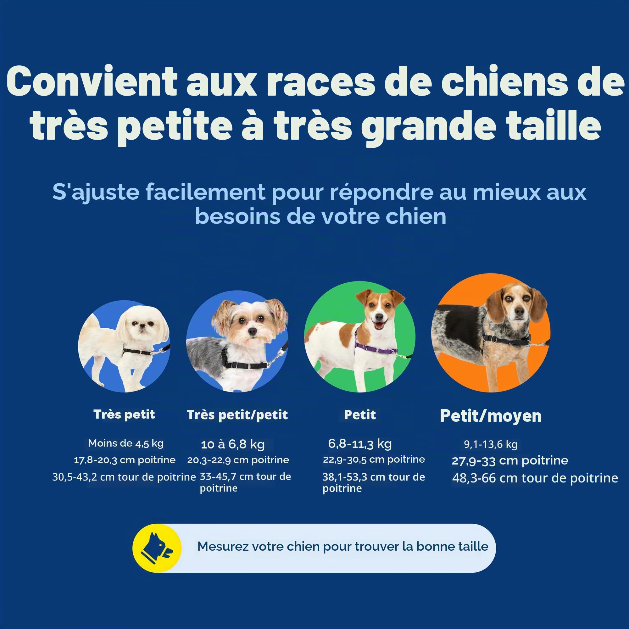 PetSafe Easy Walk Harnais anti-traction pour chien – Le harnais ultime pour aider à arrêter de tirer – Prenez le contrôle et enseignez de meilleures manières de la laisse – Aide à empêcher les animaux