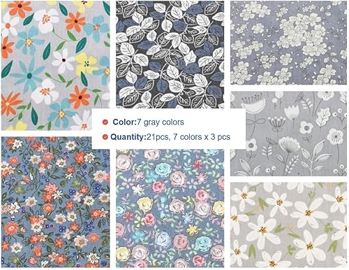 Miniatura 3 de 42 piezas de tela floral 100% algodón para tartas de 10 x 10 pulgadas para coser y acolchar, paquetes de tela precortada para manualidades,