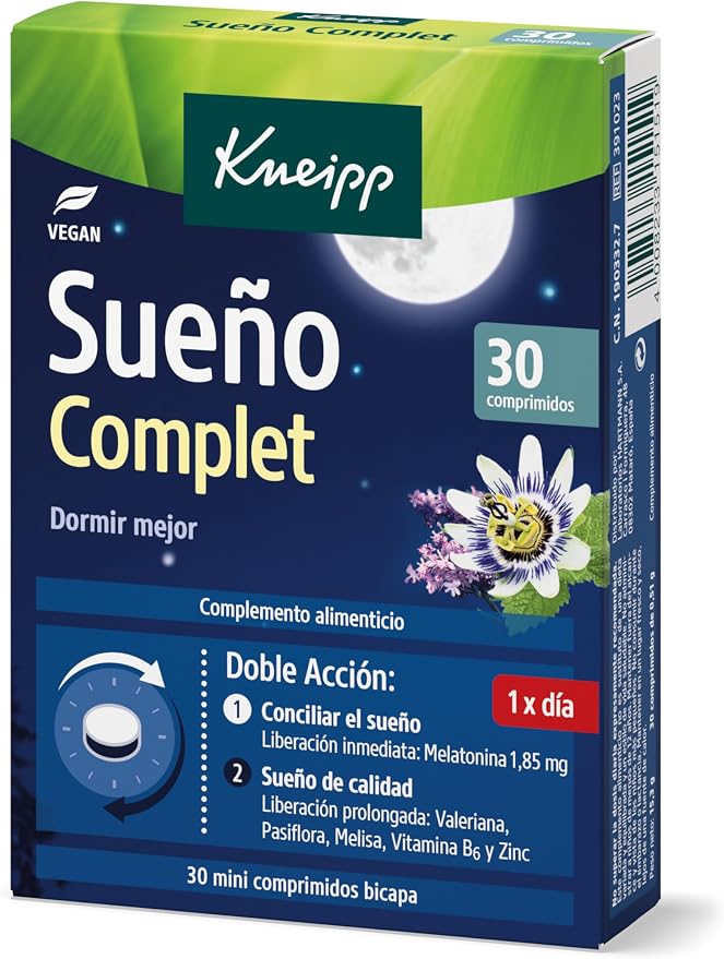 Kneipp Sueño Complet Bicapa Melatonina para un Descanso Óptimo - 30 Comprimidos