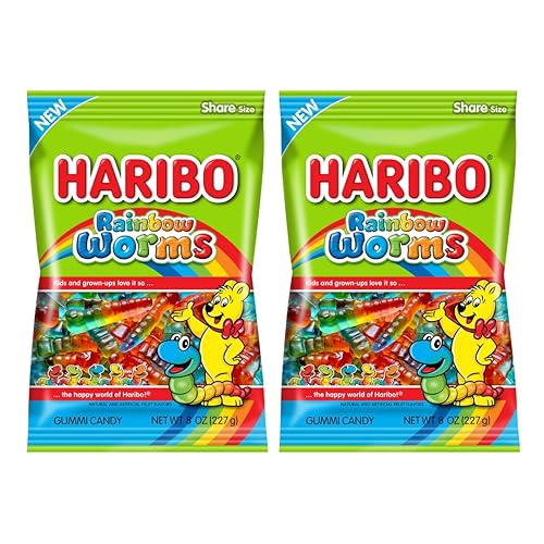 Gusanos de gomita arcoíris de 5 onzas - Paquete de 2 por Lyza's Sweets & Treats