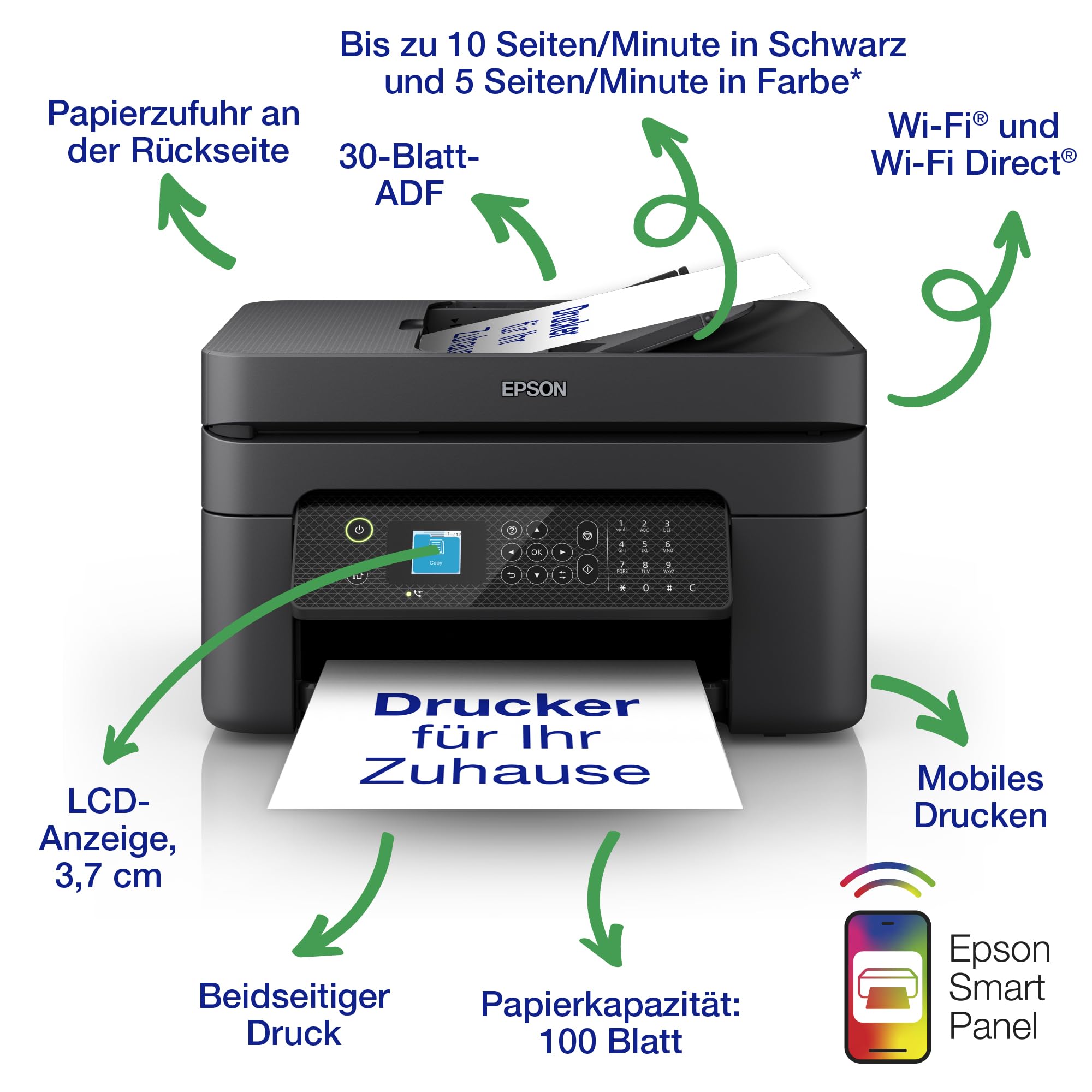 Epson Workforce WF-2930DWF A4 kabelloser Multifunktionstintenstrahldrucker – Bild 2