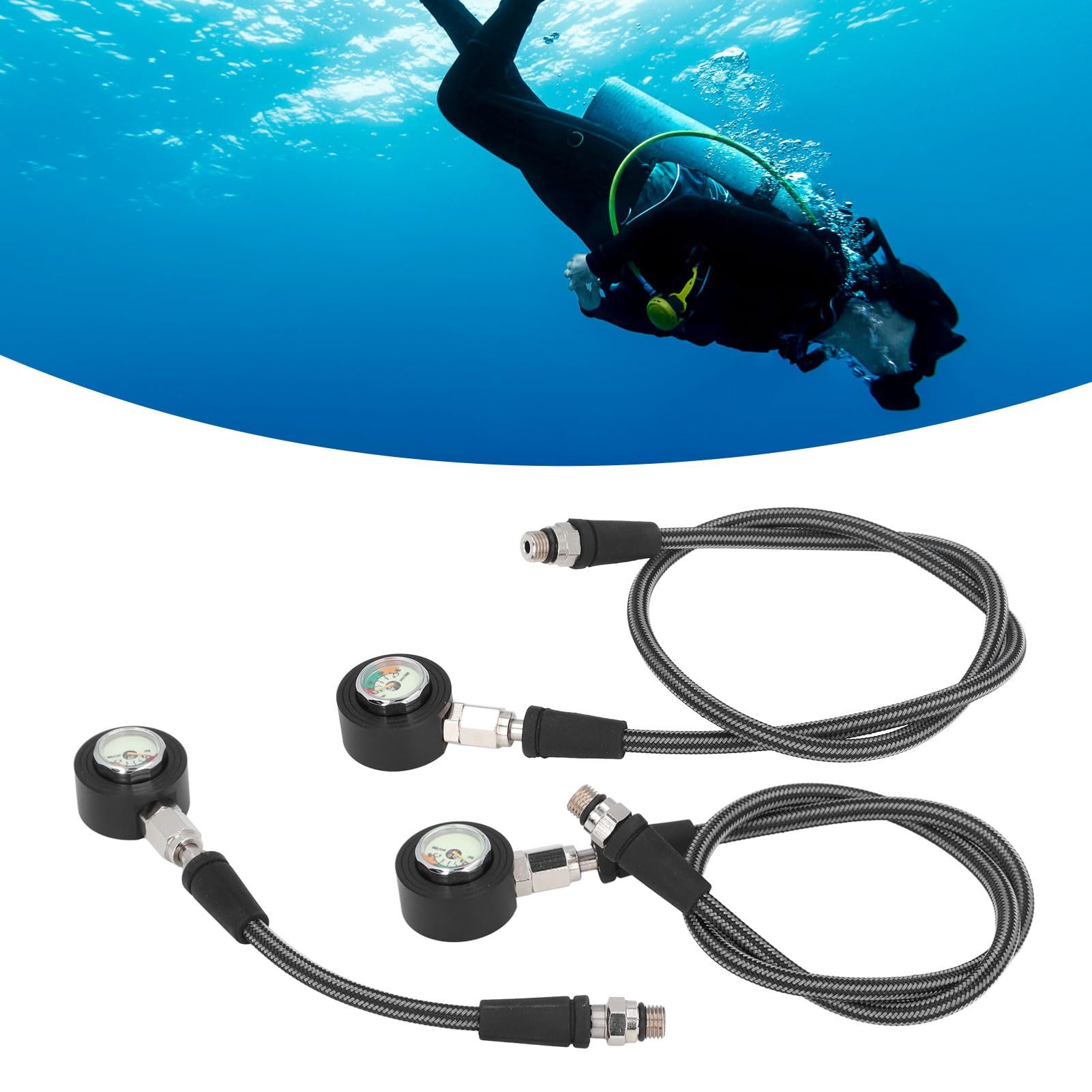 Manometro Per Immersione, Manometro Per Immersione Subacquea, Manometro Sommergibile Luminoso con Tubo Ad Alta Pressione Per GAV