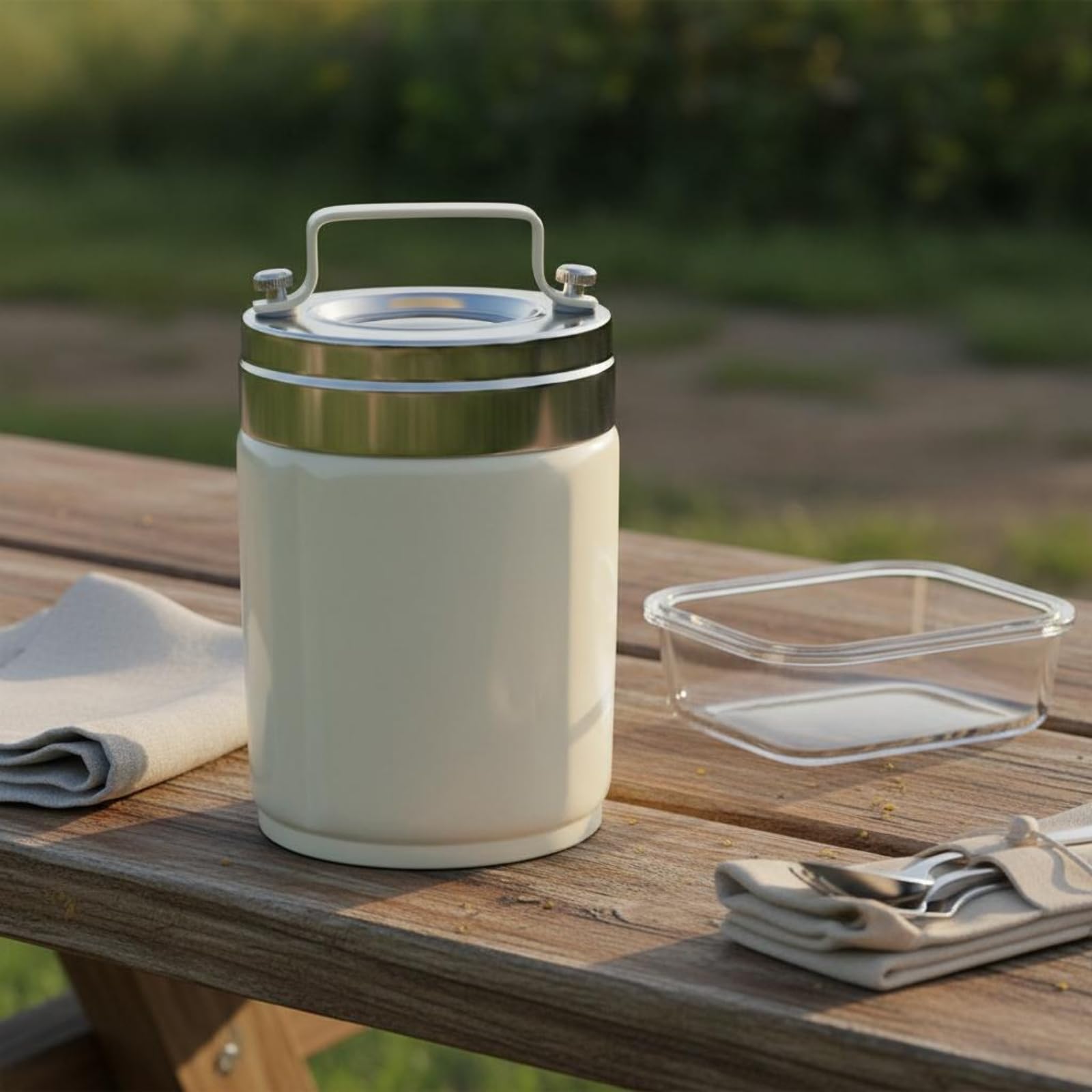 Contenitore Termico per Pasti Contenitore Pranzo Scatola Bento Portapranzo Ermetico in Acciaio 304 con Doppia Parete Isolante E Coperchio Sicuro Facile da Pulire Adatto a Studenti Pendolari