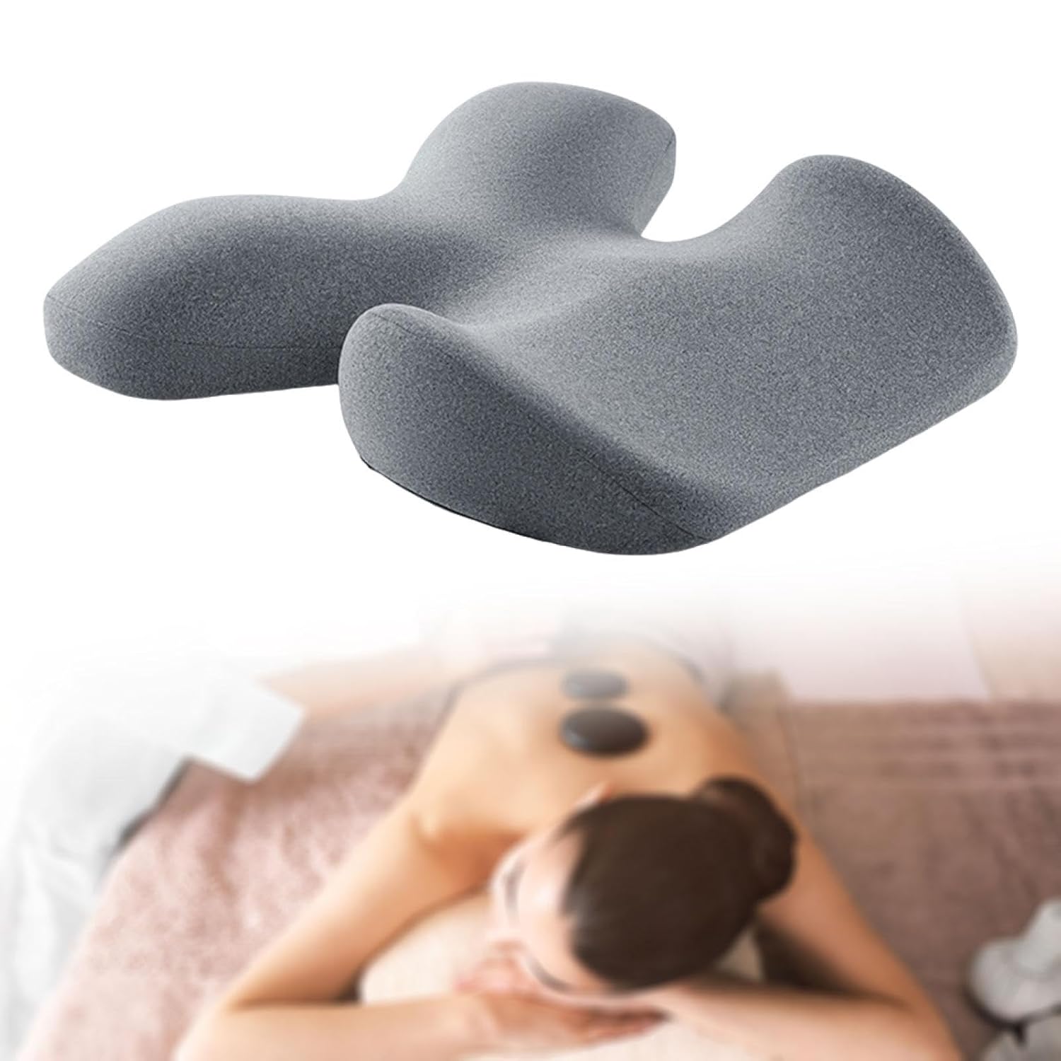 Memory Foam Massage Chest Cushion with Neck Support Pillow for Beauty Salon 15.75x19.69x1.97inch Ergonomic Prone Position Support- Grey