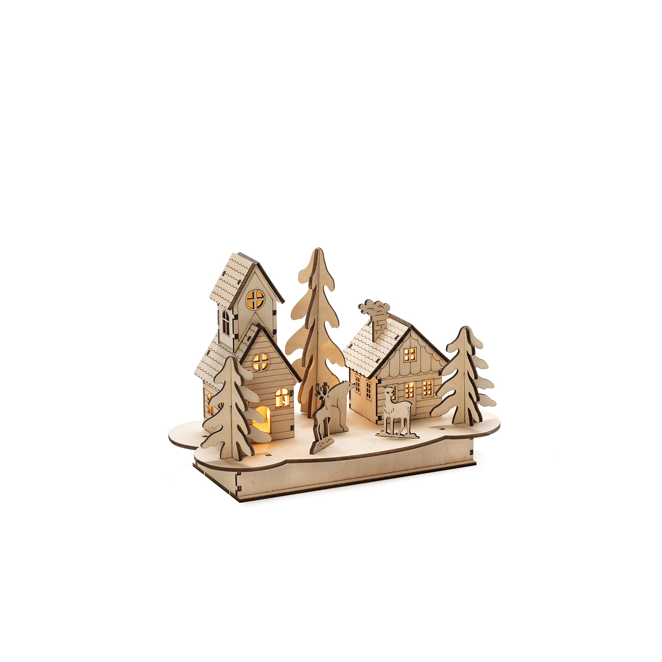Konstsmide 3234-100 - Casetta In Legno Con Tetto Naturale, Per Uso Interno Ip20 2 Diodi Bianchi Caldi Funzionamento A Batteria 3 X Aa 15 V Escl 39163706