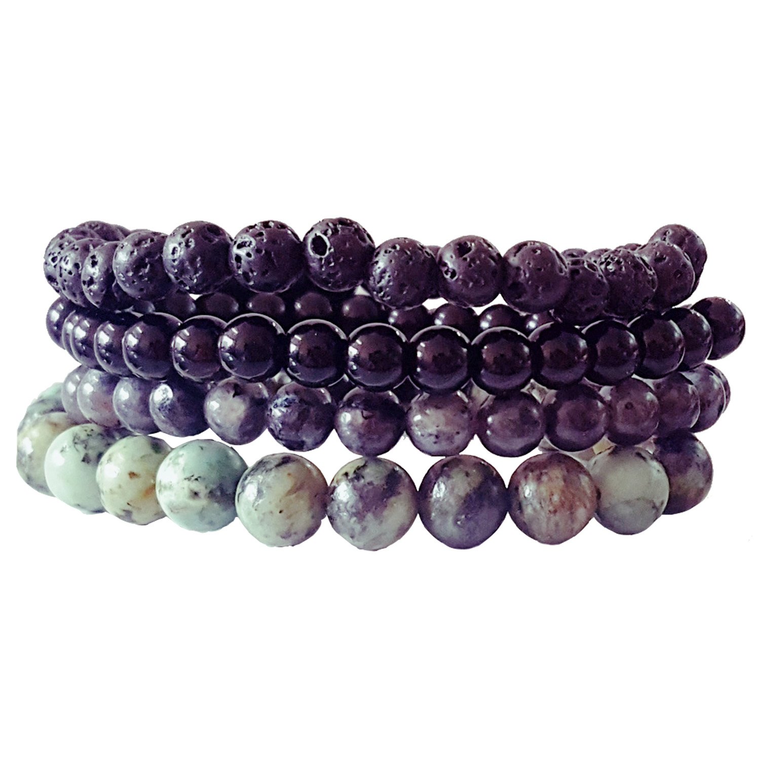 Young & Forever Gift D'vine African Turquoise Onyx Lava Rock Diffuser Healing Beads Yoga Reiki Natural Stone Unisex Spiritual Energy multistrand Bracelet for Men/Women/Boys/Girls