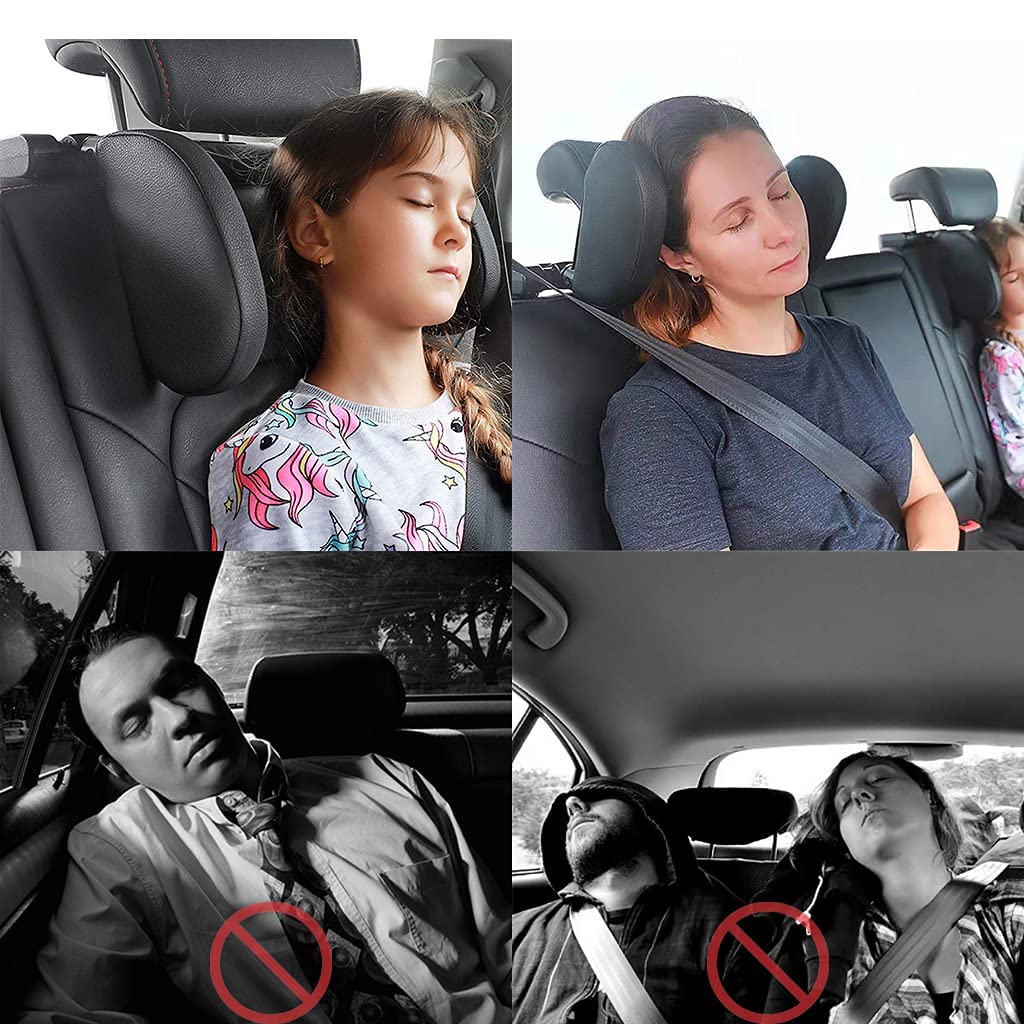 Repose-Tête Voiture Réglable Hopeas - Coussin Cervical Confort - Pour Enfants Et Adultes - Noir Carbone