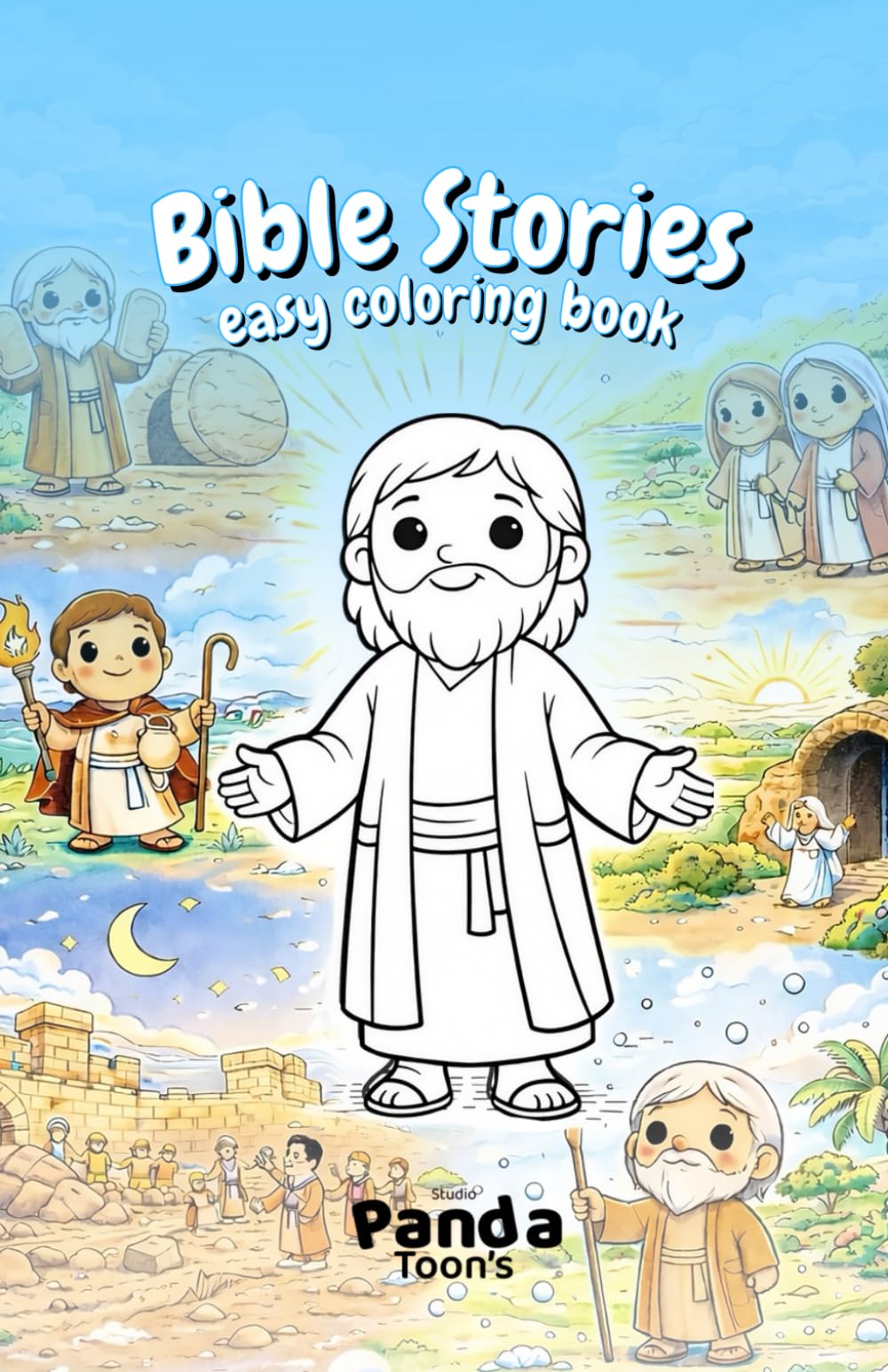 Bible Stories Easy Coloring Book for Kids: Simple Christian Illustrations to Learn and Color