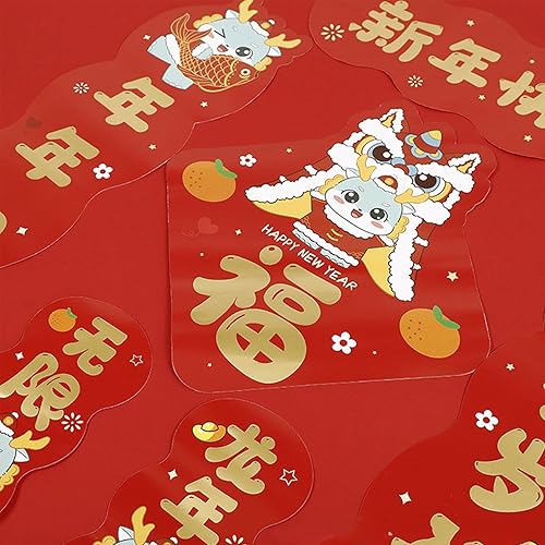 Miniatura 5 de CHWANG El juego de parejas de año nuevo chino 2024 incluye pares chinos, juego de adornos de personaje chunlian fu, cartel chino para el festival de