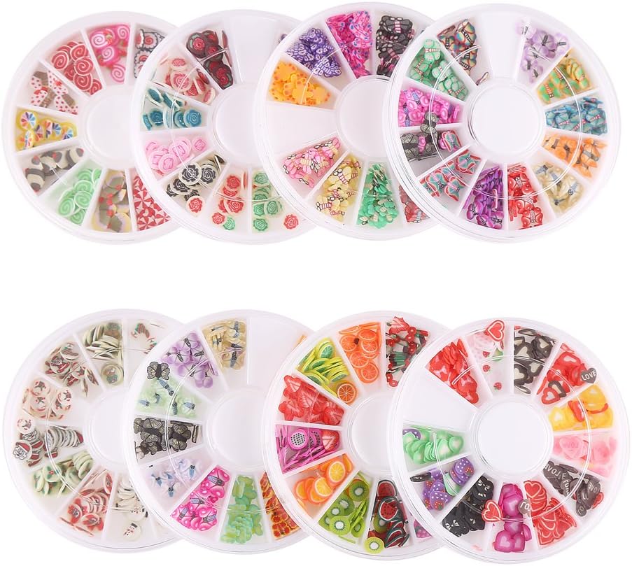 DECORA 8 Cases of Fruit Cake Flower Animal Slices Perfect for Sticking to Slime, DIY Crafts, Nail Art and Decoration