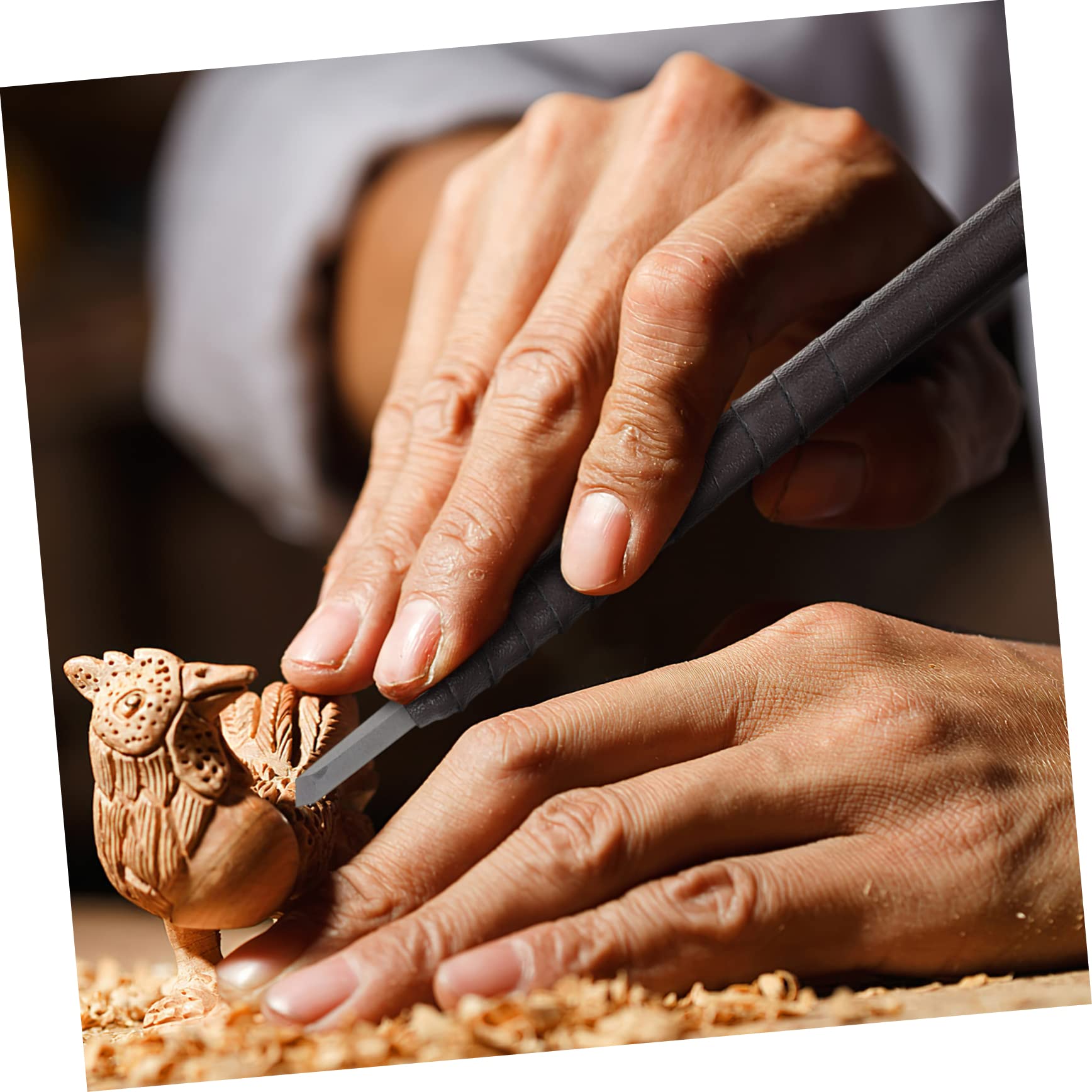 Set di 8 Strumenti Utensili Robusti in Acciaio per Intaglio Legno con Borsa Portatile per Artigiani e Hobbisti nel Fai-da-te della Scultura su Legno
