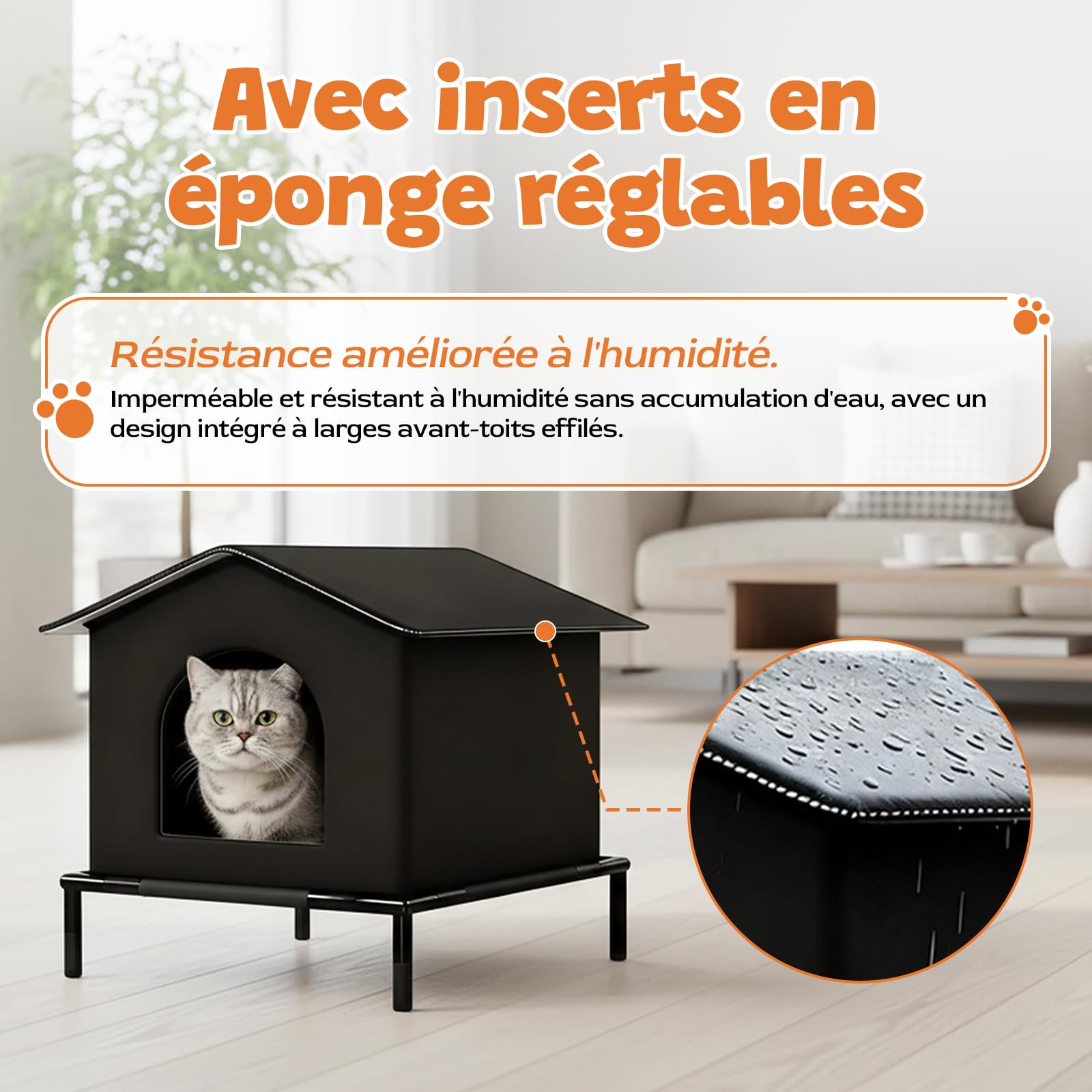 Sharplace Niche d'extérieur pour Chat, Protection pour Animaux de Compagnie, Portable, Chaude et isolée, abri pour Chat, idéal pour l'hiver, pour Une, Noir, L