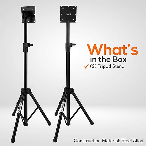 Miniatura 6 de Pyle Soporte de trípode LED para TV, 2 piezas, soporte de TV portátil, soporte de TV plegable, se adapta a televisores de pantalla plana LCD de