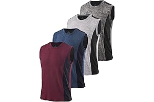 AMVELOP 4 Pack Sleeveless T-shirts Quick Dry Workout Tank Tops
