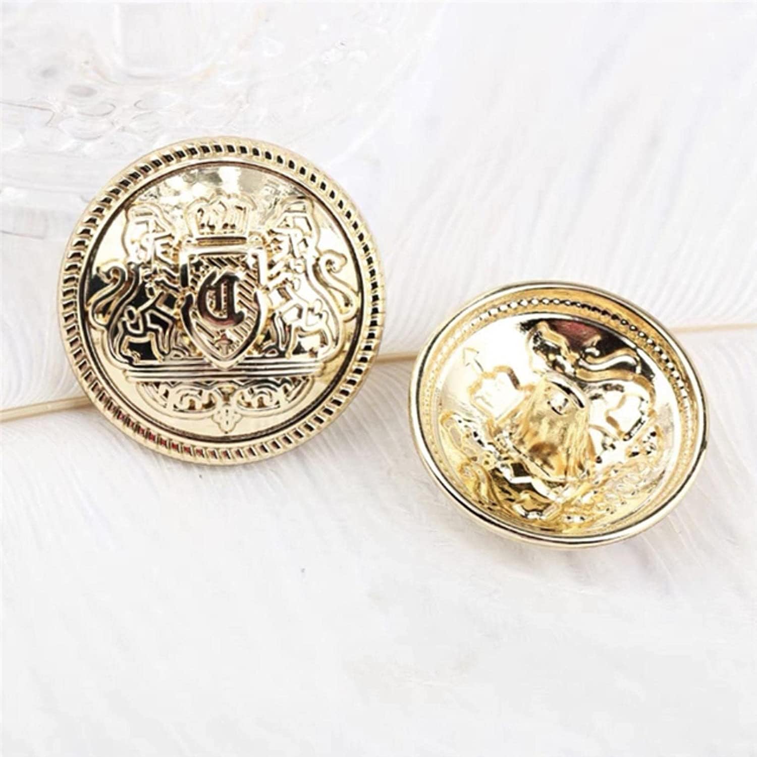 Button,Handicraft Sewing, 10pcs/lot 15/20/25mm Vintage Metal Clothing Buttons Crown Design British College Style Jacket Buttons Clothes Decorative Buttons-Black,15mm-10pcs (Color : Bright Gold)