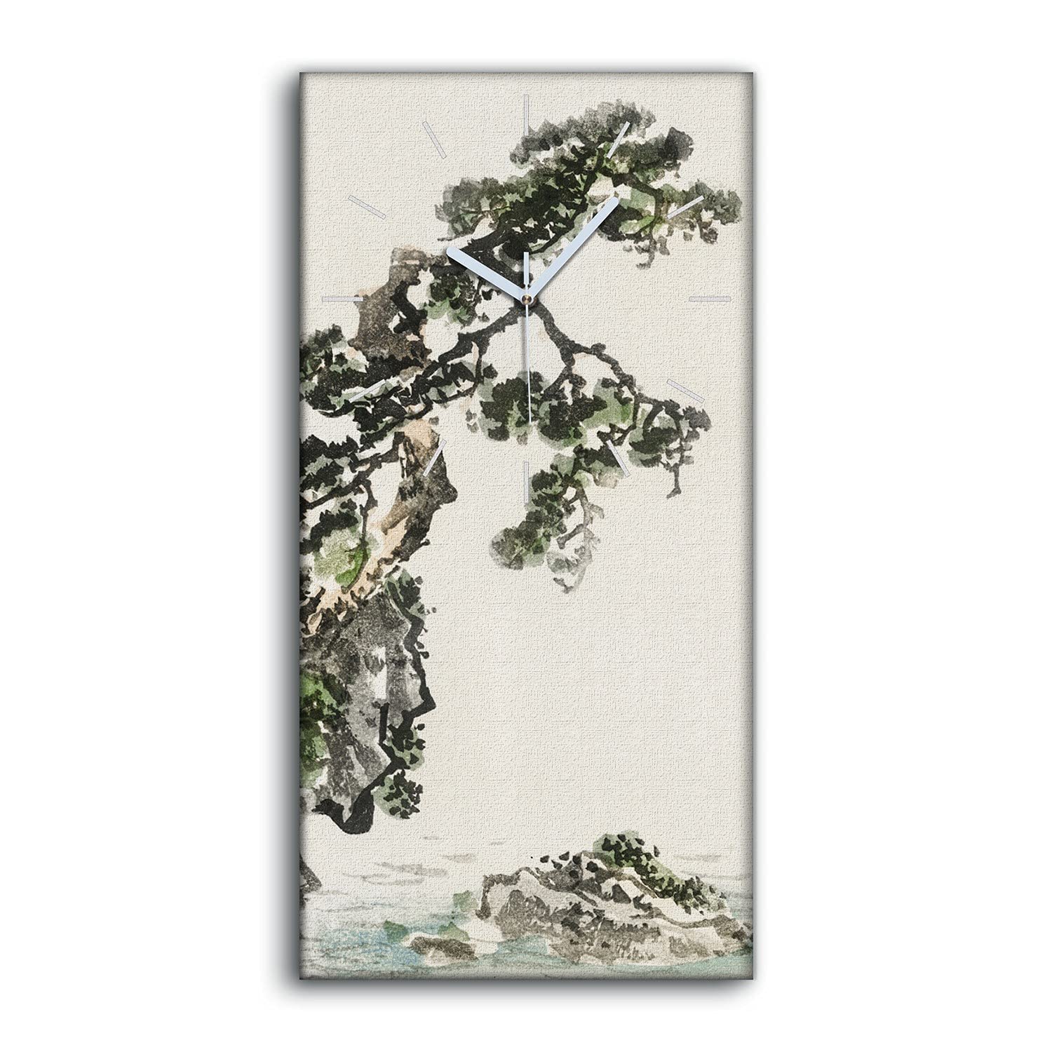 Horloge sur Toile Asiatique Abstrait 30x60cm pour Salon et Chambre
