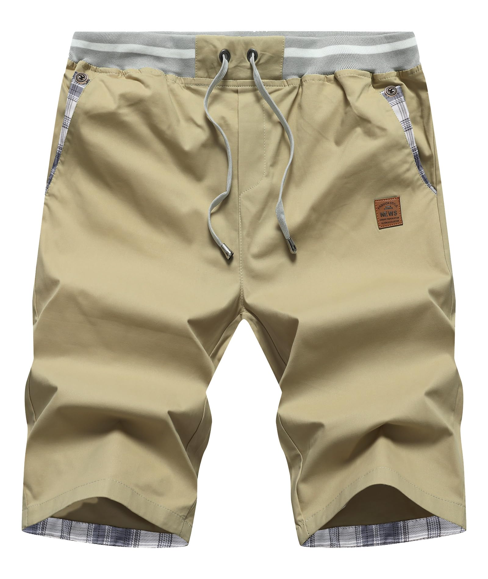 Djtnzdm Mens Bermuda Short Shorts Chino Fashion Tailored Shorts Cargo Cotton Work Casual Golf Short Summer Multi Pockets (XXL Khaki)