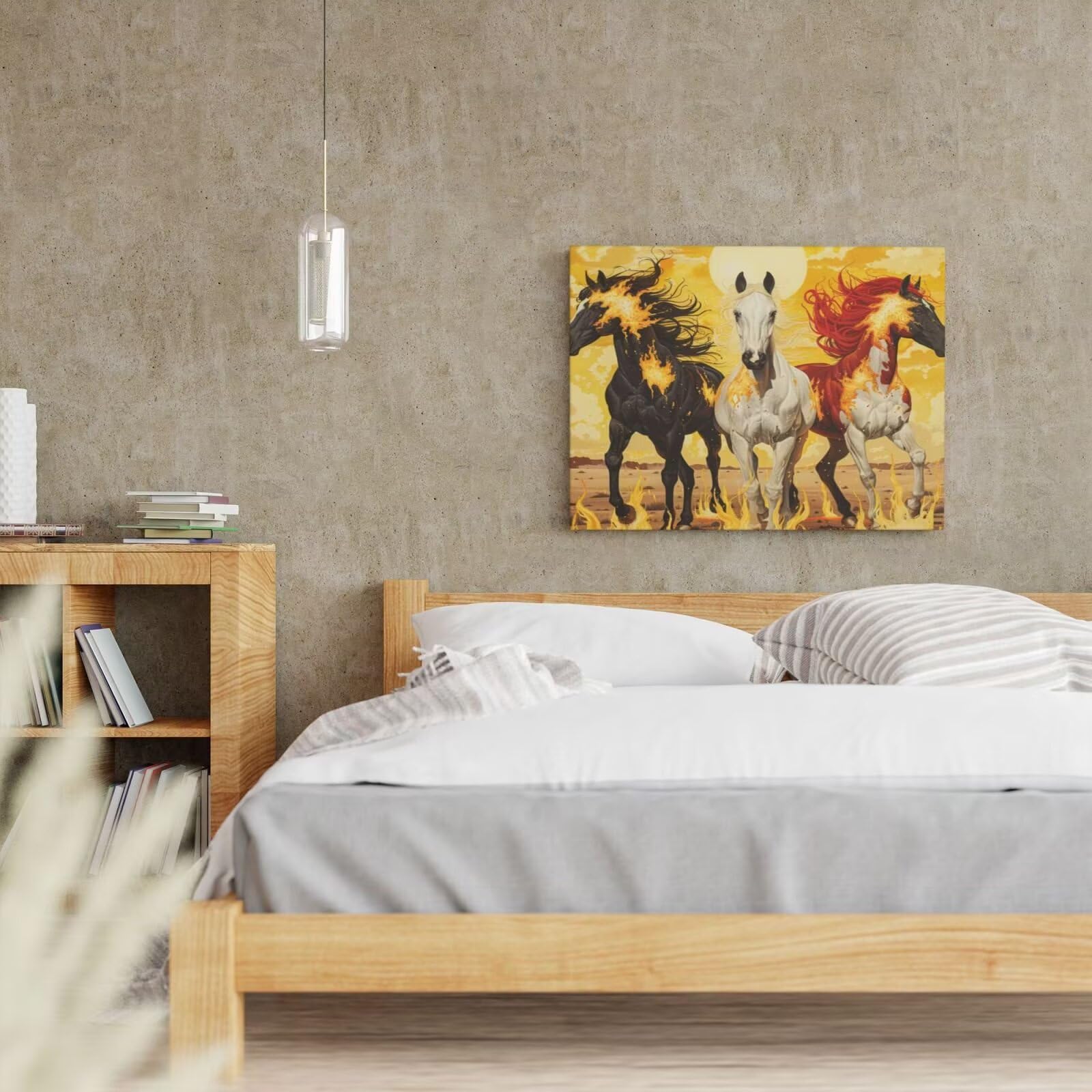 Kit per pittura con numeri per adulti, fiamma e cavallo, pittura con numeri per principianti, pittura acrilica con 6 pennelli, pittura ad olio per decorazione da parete, 100 x 75 cm, senza cornice)