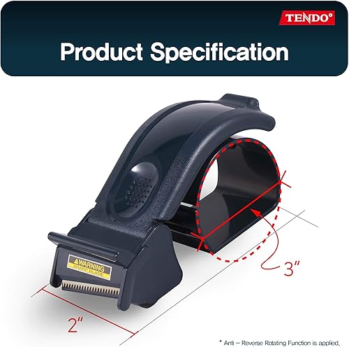 Vista 4 de SJ-50M Navy TENDO Basic Line Dispensador de cinta de embalaje inteligente, pistola de cinta de fácil corte, para cinta de 45 ~ 1.969 in de ancho