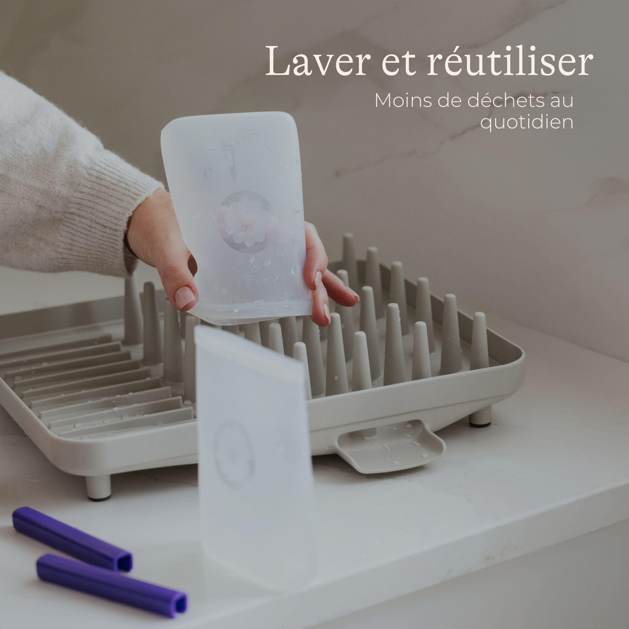 Sachets de Conservation Lait Maternel Lansinoh® en Silicone Réutilisable – Lot de 5 x 240 ml + Marqueur Lavable – Étanches, Résistants, Congélateur & Réfrigérateur – Silicone Alimentaire Platinium