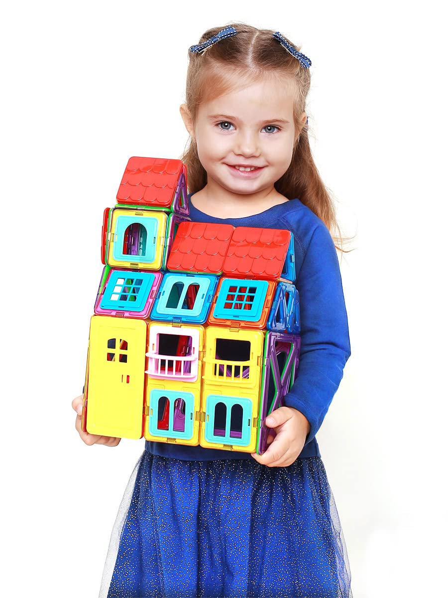 MAGNIKON Magnetbausteine Schloss, Magnetische Bausteine, Bauklötze | Magnetsteine, Bausteine, Magnete für Kinder, Baukasten, Konstruktionsspielzeug, Magnet Spiel, Motorikspielzeug, Magnetspiel