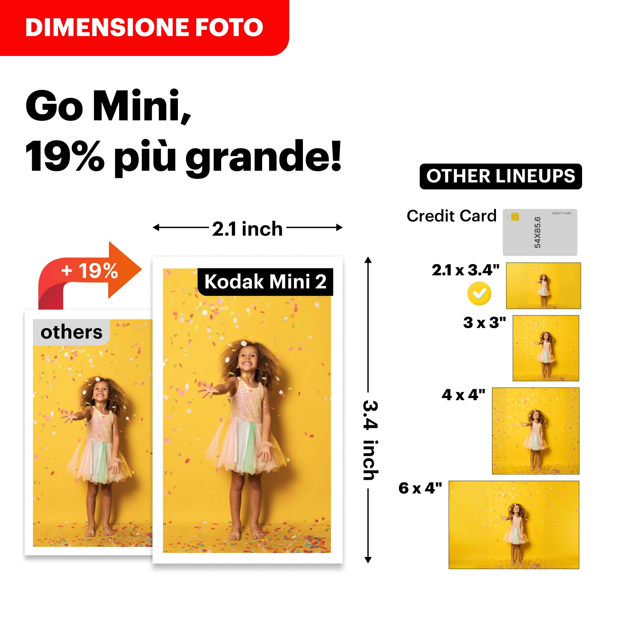 KODAK Mini Shot 2 Retro 4PASS 2-in-1 Fotocamera Istantanea & Stampante Fotografica (5.3x8.6cm) + 8 Fogli, Giallo