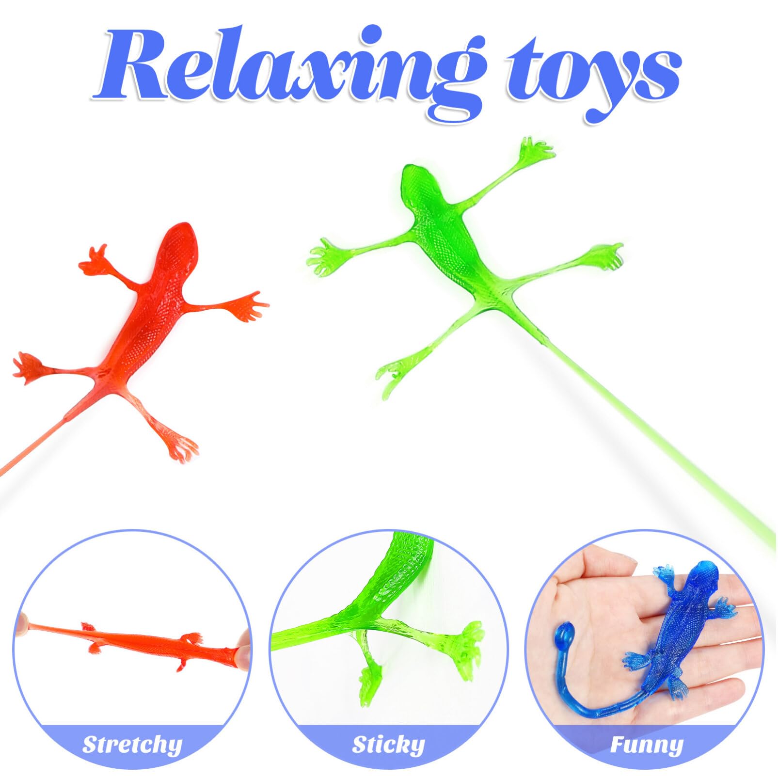 TOYANDONA 5 Pcs Stretchy Sticky Lizard Toys, Squishy Reptile Party Bag Fillers, Easter Egg Basket Stuffers, Pinata Fillers - Image 3
