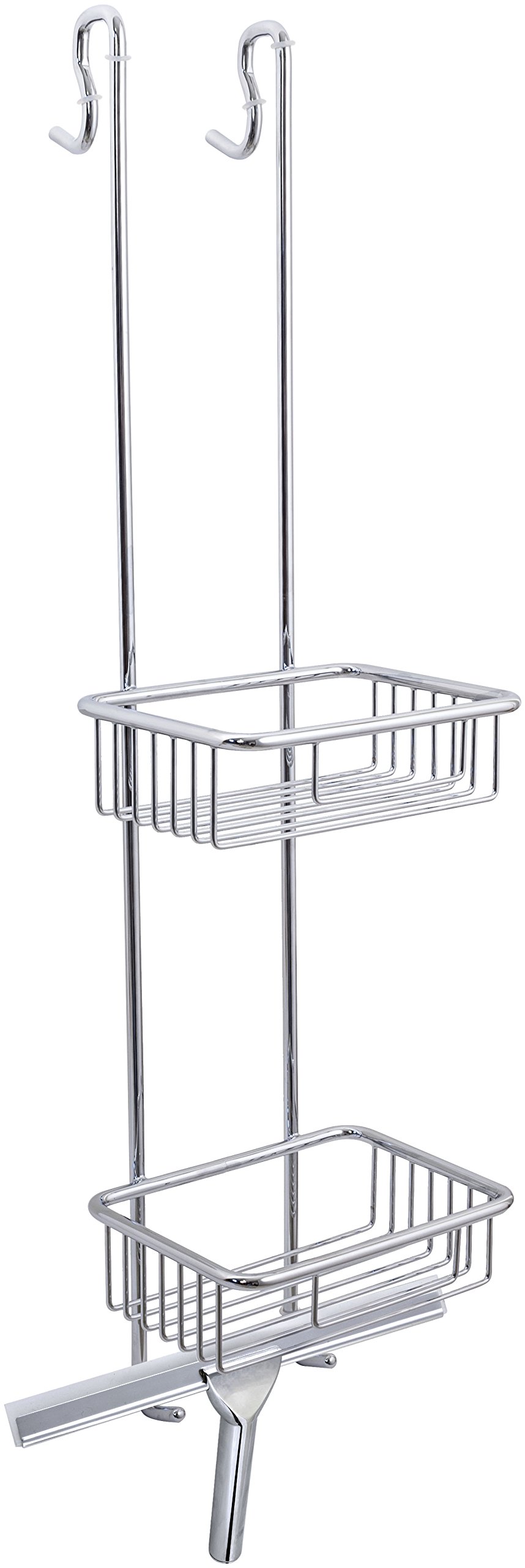 Euroshowers Duschablage Duschkabinen-Hängeregal, 2 Etagen, Edelstahl Chrome Glanz, ohne Bohren inkl. Duschabzieher