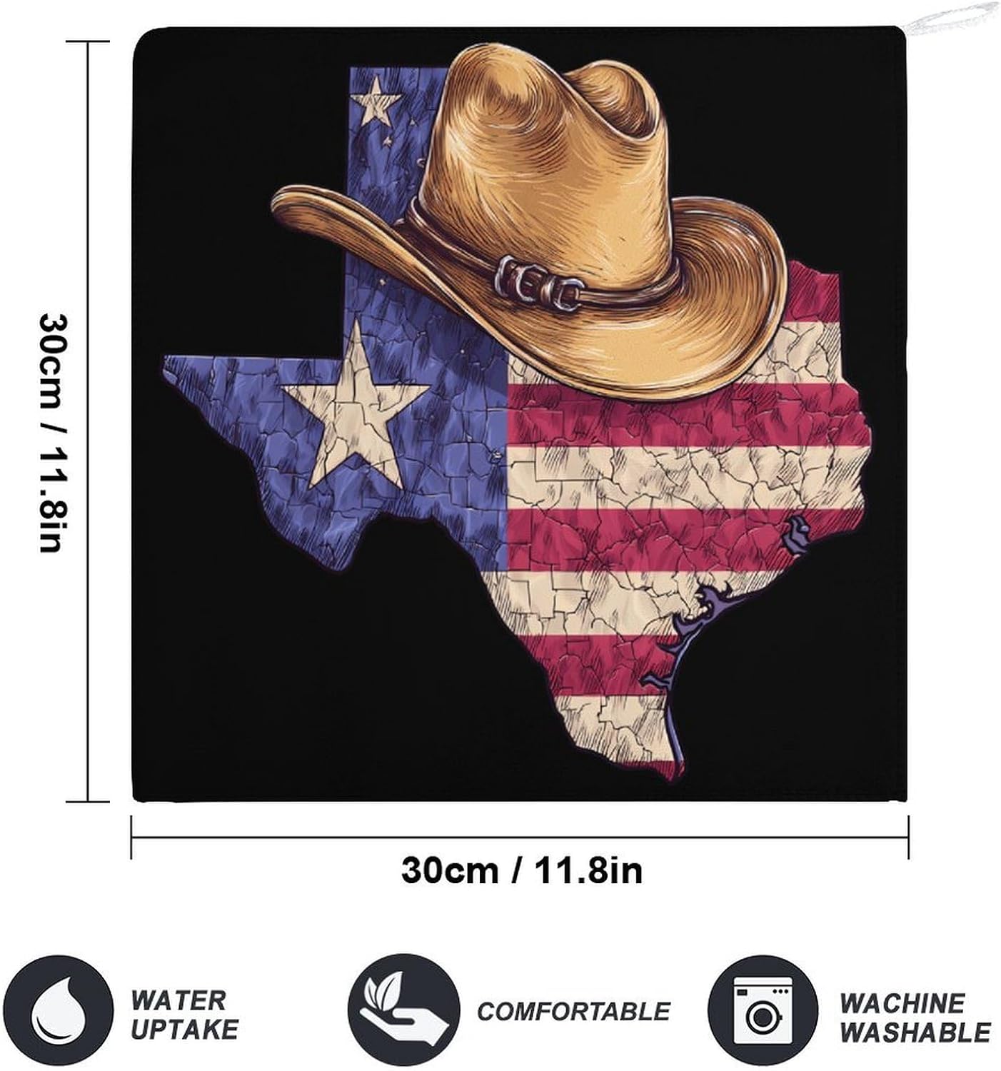 USA Texas Map Grunge Stars Striped Hand Towels for Bathroom Handkerchief | Absorbent,with Hanging Loop,Kitchen Towels,for Home Hotel,Soft