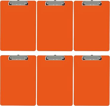 Trade Quest Orange Plastic Clipboards Letter Size Low Profile 6-Pack