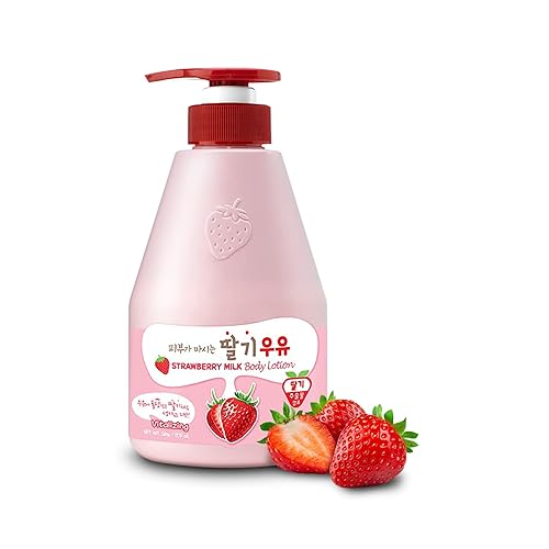 WELCOS KWAILNARA Loción corporal de leche de fresa  Loción corporal coreana profundamente hidratante y ligera 19.75 oz  19.75 onzas líquidas