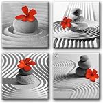 Yxbhhym Noir blanc et rouge chute d'eau Toile Mur Art Arbres Peinture Forêt Paysage Artwork pour l'image de mur chute d ́eau Imprimés pour chambre Salon Décor Salle de bains Mur Art-Framed
