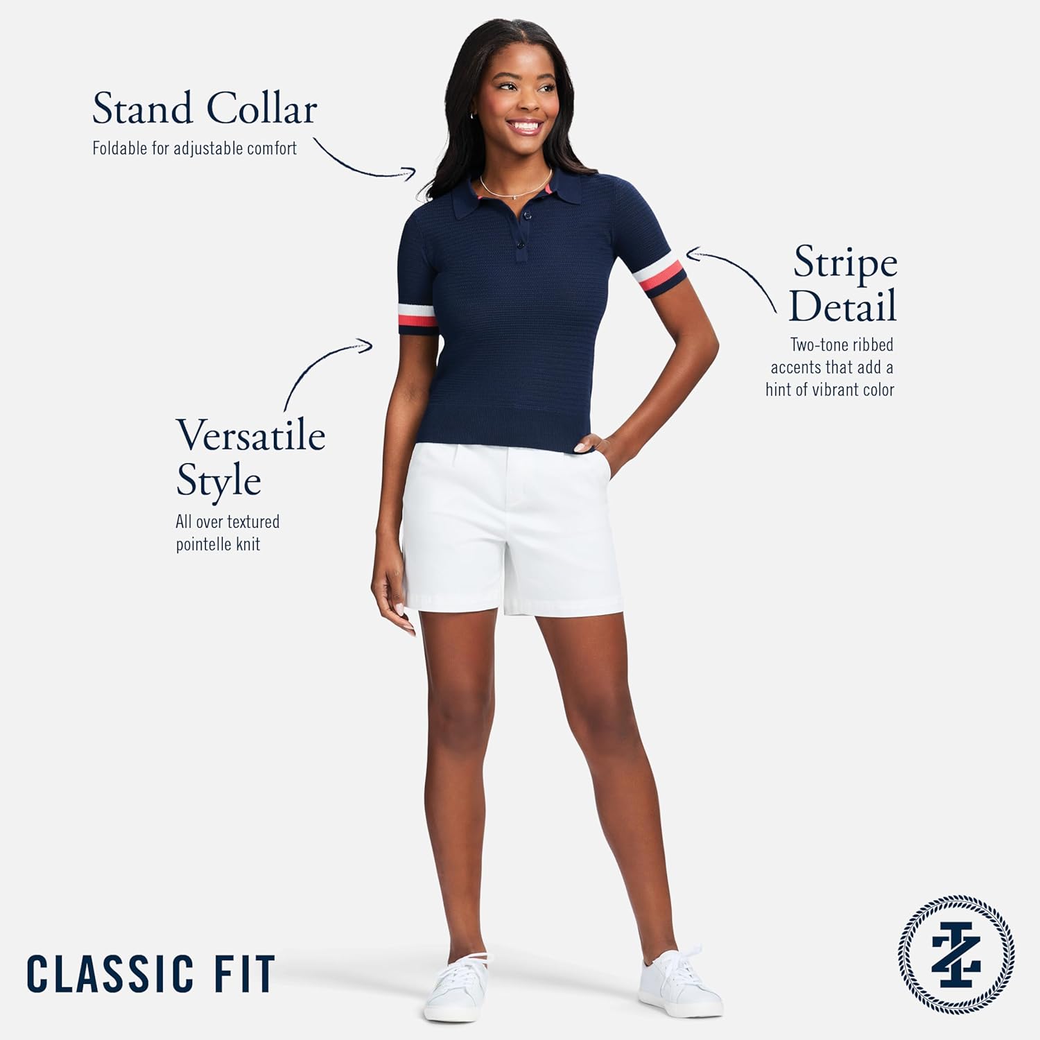 Izod Womens Short Sleeve Sweater Performance Stretch Golf Collared Polo - Image 5