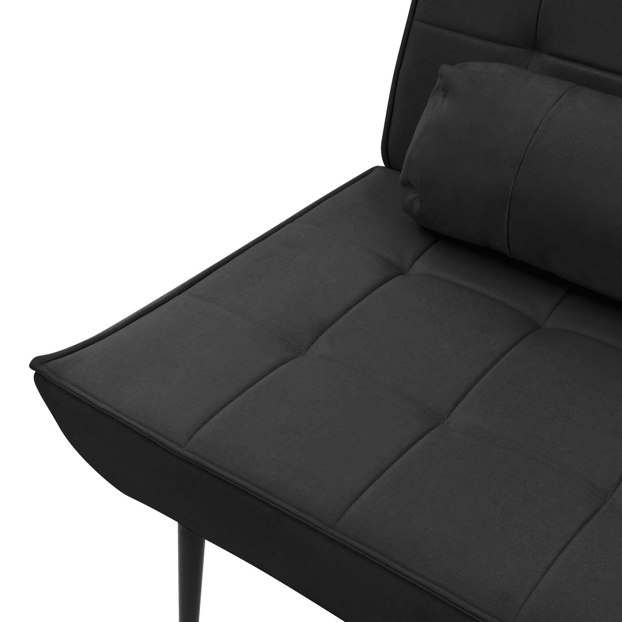 ML-Design Sillón Reclinable Negro con Cojín Lumbar, Asiento con Revestimiento Cómodo y Suave con Patas de Metal Negro Sofá Individual para TV, Comedor, Salón Diseño Retro Elegante Mueble Tapizado