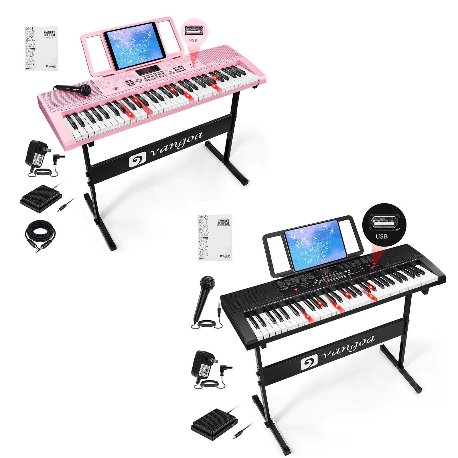 Amazon.com: Vangoa VGK6101 Piano Keyboard Pink with White Piano