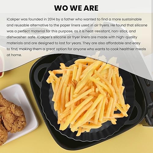 Miniatura 7 de iCakper Forros de silicona para freidora de aire, 2 piezas de freidora de aire de silicona reutilizables de 8.3 pulgadas, accesorios para freidora