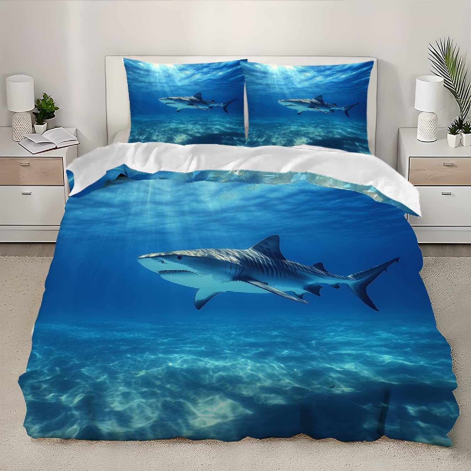 Housse de Couette 160x200 Requin avec impression 3D haute définition