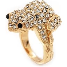 Avalaya Diamante 'Frog' Ring In Gold Plated Metal