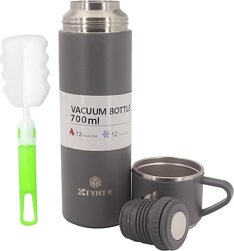 Botella de café aislada de acero inoxidable, botella de bebida aislada al vacío con asa, a prueba de fugas para café, té, agua, caliente o fría, 17
