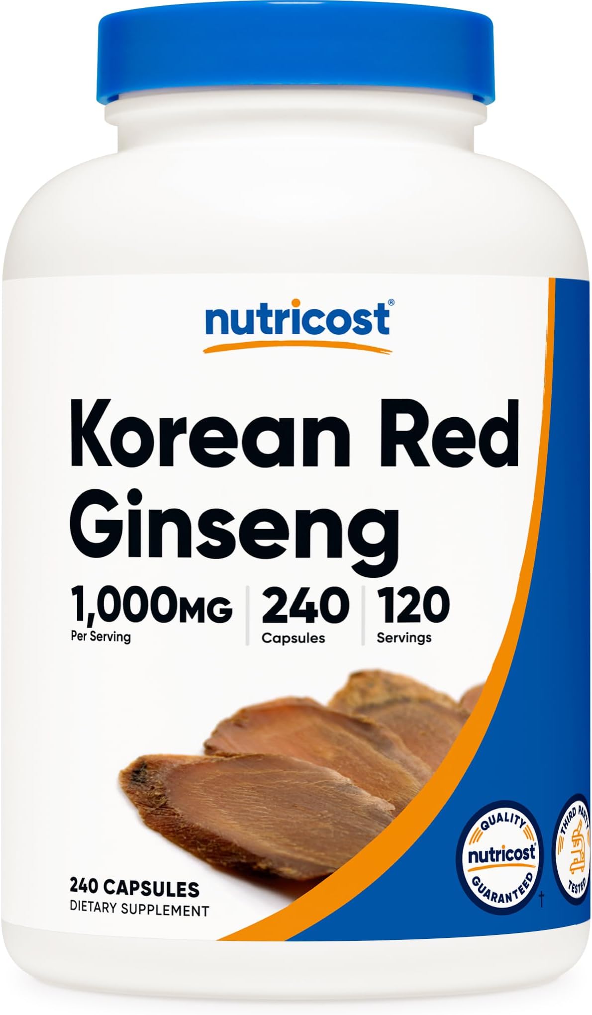 Nutricost Korean Ginseng 1000mg Serving, 240 Capsules - 500mg Per Capsule, 120 Servings - Korean Panax Red Ginseng - Gluten Free & Non-GMO