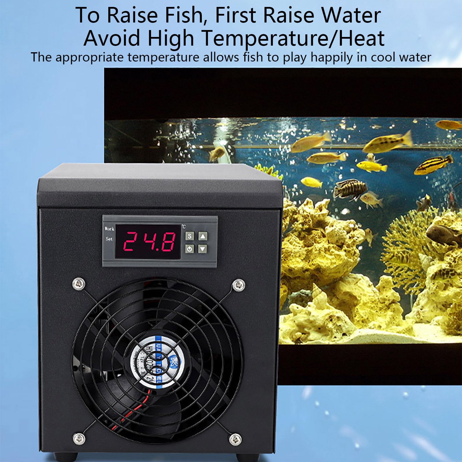 Refrigeratore per Acquari, Refrigeratore d'Acqua, con Raffreddamento del Motore, Design Silenzioso per Acquari e Acquari di Barriera Corallina,60L