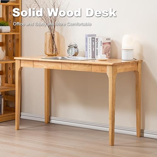 Miniatura 6 de Mesa de madera maciza, escritorio para juegos y oficina en casa para estudiantes, escritorio de PC para dormitorio, escritorio pequeño de