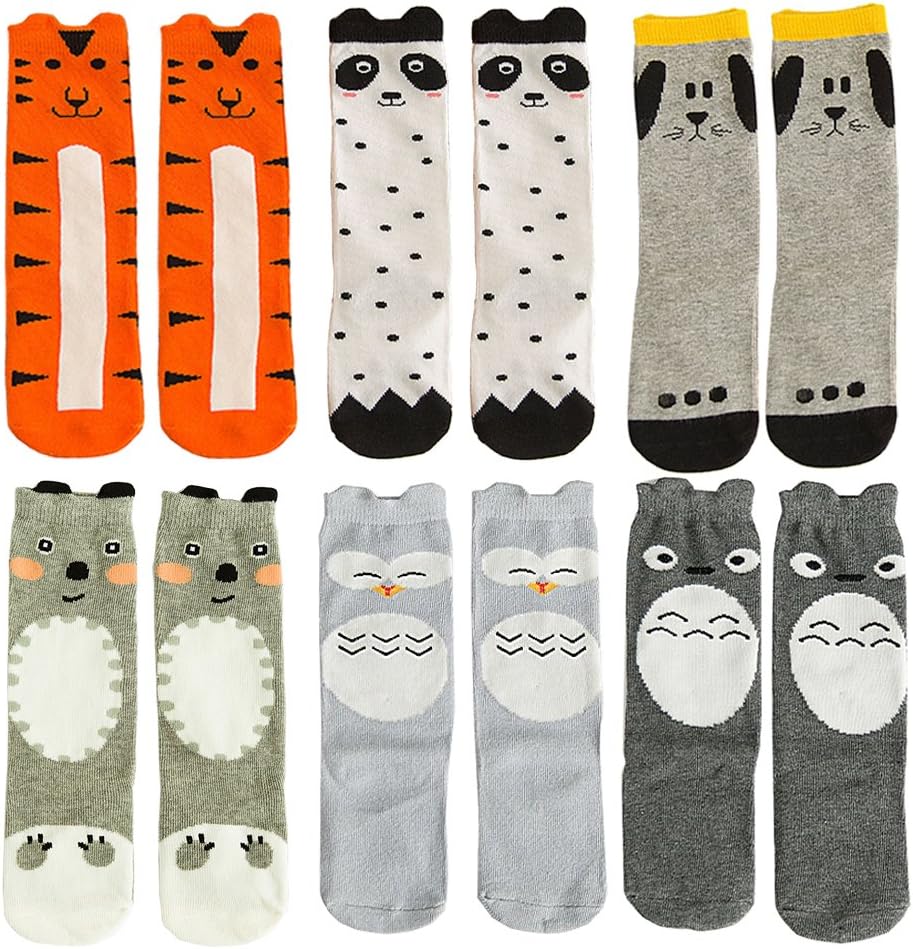 Qteland Toddler Knee High Socks Infant Stockings Tube Socks for baby 6-pack